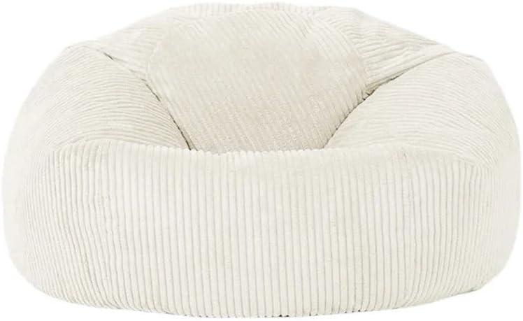 SXBCyan Bean Bag Chair Pouf Cover Without Filler Corduroy Bean Bag Cover Beanbag Chair Puff Ottoman Salon Garden Beach Sofa Bed Sac(85cm Light beigef)