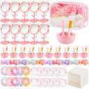 Shinylin 64pcs Spa Sleepover Party Favor Supplies Bulk, Include Face Mask Mixing Bowl Set, Mirror, Headband, Scrunchies, Cosmetic Bags, Face Wash Cloths for Spa Birthday Party (Tie Dye Color)