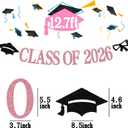 Class of 2026 Banner, Congrats Grad Bunting Sign for 2026 High School College Graduation Bachelor Master Party Decorations Supplies, Black and Pink Glitter