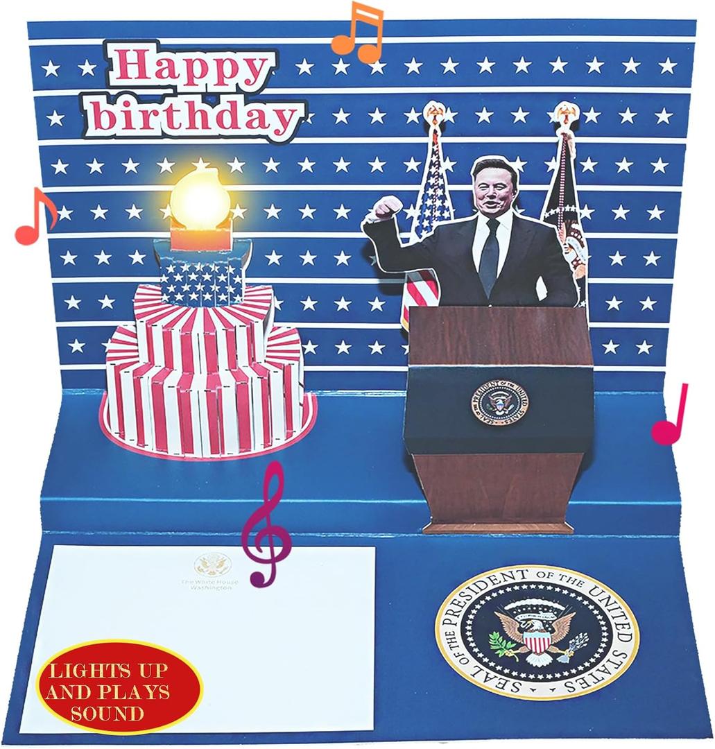 Musk 3D Pop-Up Birthday Card with Voice Message - Unique Talking Gift for Husband, Friends, Colleagues