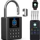 Eseesmart Heavy Duty Fingerprint Padlock with Key, Smart Combination Gate Lock, High Security 8mm Shackle with Double Notch Outdoor Weatherproof for Gate Fence Shed Storage Unit Containers