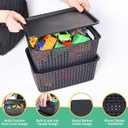 Plastic Storage Baskets with Lid-Plastic Storage Containers Stackable Storage bins: Storage Baskets for Organizing Shelves Drawers Desktop Closet Playroom Classroom Office, 8Pack-Black10.2x7.2x4.1Inch