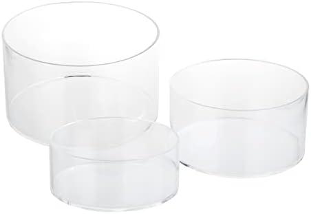 Kcgani Clear Acrylic Round Display Nesting Riser Stands with Hollow Bottom, Transparent Cylinder Acrylic Display Stands Pedestal Base, 6"x3", 7"x4" 