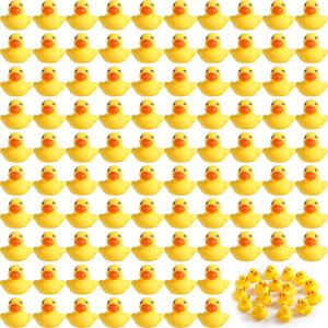 Teling 200 Pcs Mini Rubber Ducks in Bulk Yellow Small Rubber Ducks Bulk Tiny Squeak Duckies for Birthday Party Favor Gift(1.57 x 1.57 x 1.18 Inch)