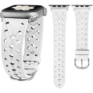 Wearlizer Leather Band Compatible with Apple Watch Band Size: 38/40/41/42mm(Series 11 10) Women Men, Dressy Breathable Hollow-out Braided Strap for iWatch Bands Series 11 10 9 8 7 6 5 4 3 SE/Ultra 3 2 1