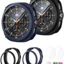 WEHAMU 2PACK Rugged Bezel Case for Samsung Galaxy Watch 8 Classic Screen Protector 46mm - Durable PC TPU Bumper Face Cover + 2 Tempered Glass Film for Galaxy Watch 8 Classic Accessories