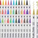 36 Colors Acrylic Paint Markers Pens Set Dual Tip with Fine and Brush for Paper Metal Rock Wood Plastic Canvas Ceramics DIY Crafts Drawing Art Supplies