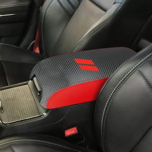 Car Center Console Armrest Cover for 2022 2023 Dodge Charger 2011-2021/for Chrysler 300 2011-2022 2023 Leather Anti-Scratch Central Lid Protector Cushion Interior Accessories-Carbon Fibre+Red