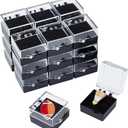 NBEADS 20 Pcs Gift Box for Pin, Black Square Badge Gemstone Display Box with Tray Mini Jewelry Box Container Plastic Show Case Storage Box Holder for Badge Pins Coin Gems Jewelry, 1.1x1.1x0.78inch
