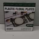 Lullaby 60PCS Ivory Scalloped Plastic Plates with Gold Rim, Disposable Elegant Plates Include 30pcs Dinner Plate 10.25", 30pcs Plastic Dessert Plate 7.5", Perfect for Wedding and Party