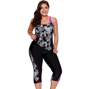 Women's Plus Size Two Piece Swimsuits 2025 Modest Capri-Style Rash Guard Tankini Two-Piece Bathing Suits, M