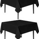 Sancua Black Square Tablecloths 70x70 Inch, 2 Pack - Fabric Table Cloth for Square or Round Tables, Washable Polyester Table Cover for Outdoor Party, Birthday, Decorative Display Tables