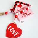 CRCZK Valentines Day Decor, 6pcs Valentines Gnome Tiered Tray Decoration Set, Buffalo Plaid Valentine Gnome Plush, 3 Valentine Wooden Signs, Valentine Bead Garland, Farmhouse Valentine Kitchech Decor