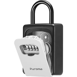 Puroma Lock Box, Large Key Lock Box Resettable Combination Code Lockbox, Portable Wall Mount Lockbox Security Safe Box for Outside Outdoor Home Office Door Handle House Key, Gray (Pack of 1) (Grey)