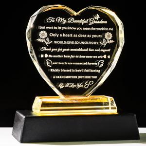 YWHL Gifts for Grandma from Granddaughter Grandson Great Grandma Birthday Gifts Crystal Keepsake with Colorful Light Base Best Gift Ideas for Grandmother on Christmas Mother's Day Valentines