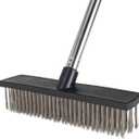 Heavy-Duty Push Broom Brush - Perfect for Bathroom, Kitchen, Patio, Garage, Deck, Concrete, Wood, Stone, and Tile Floors (10.6" Stainless Steel Bristle-Black)