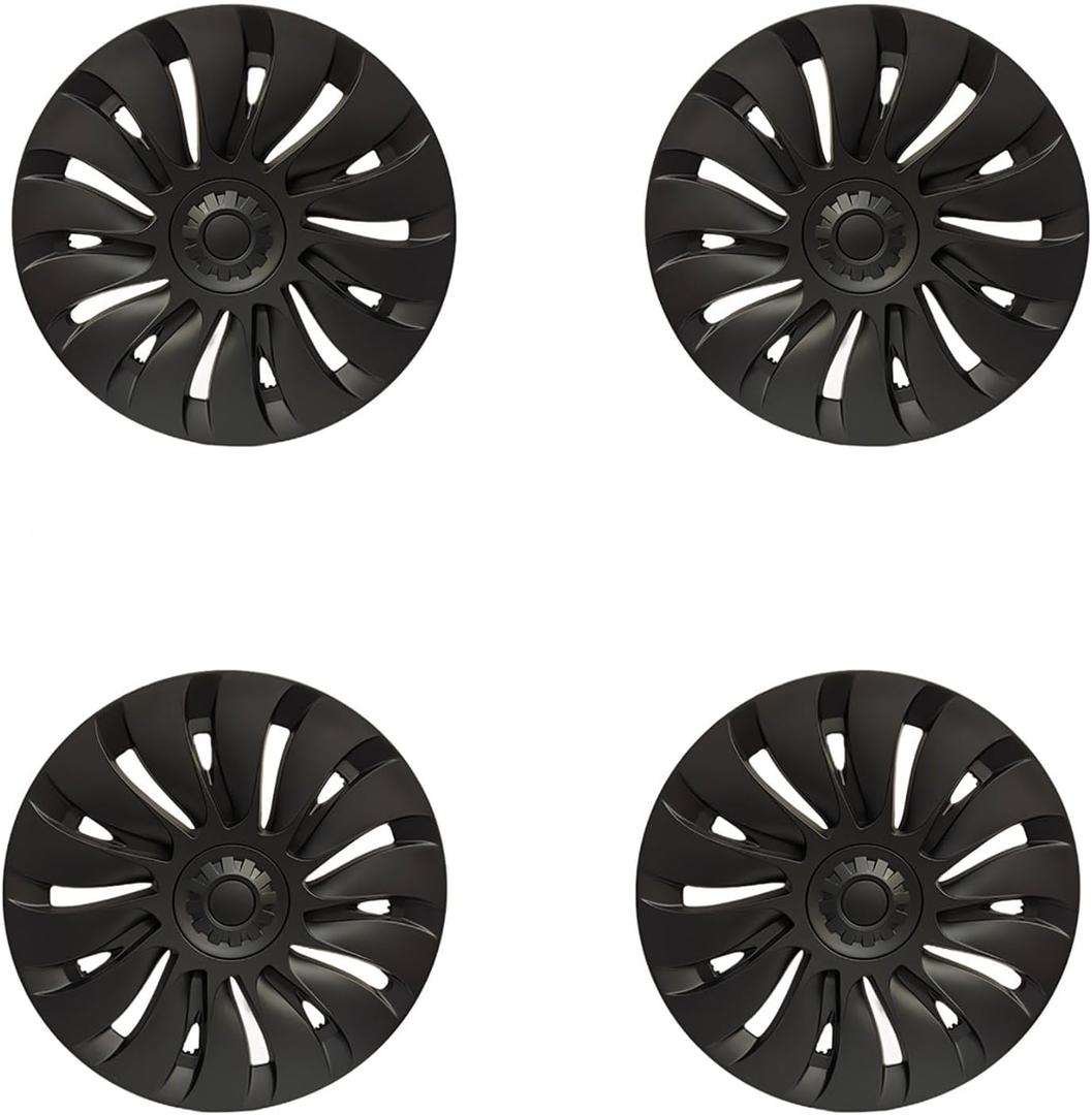19 Inch Wheel Covers for Tesla Model Y Accessories 2020-2024 Matte Black ABS Material Hubcaps Replacement for Tesla Model Y 4PCSStorm Style
