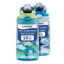Contigo Aubrey Kids Water Bottle, 1-Pack, 14oz, Dinos & Sharks, Spill-Proof Lid, Dishwasher Safe, Blue & Green