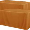 Obstal 2 Pack Table Clothes for 6 FT Rectangle Tables - Water Resistant Washable Fabric Polyester Rectangle Table Cover Protector for Wedding, Banquet and Trade Shows, 72L x 30W Inches, Bronze