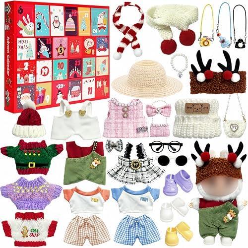 Christmas Advent Calendar 2025 Doll Clothes,24 Days Christmas Countdown Outfit and Accessories Compatible with 15-17cm Dolls,Creative Xmas Gifts for Women Girls Teens (No Doll Included)
