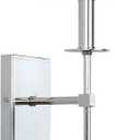 PERMO Single Classic Rustic Industrial Wall Sconce Lighting Fixture with Flared White Textile Lamp Shade and Chrome Tapered Column Stand