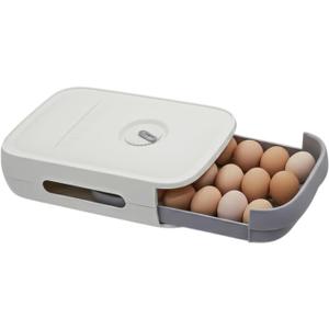 Egg Holder for Refrigerator  Stackable Egg Organizer Bin with Drawer Design, Reusable Plastic Egg Storage Box for Fridge, Freezer, or Cabinet (White)