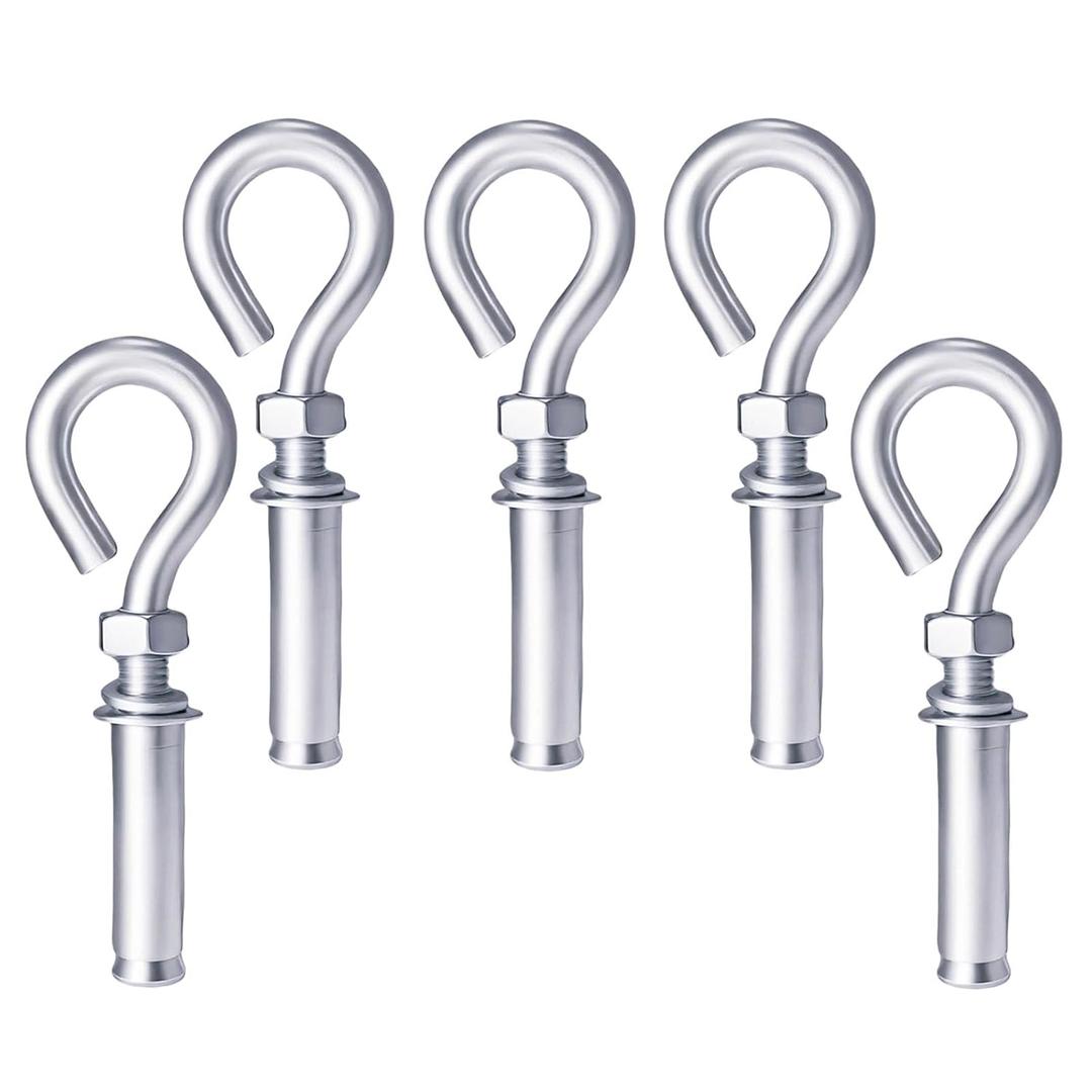5 Pack 304 Stainless Steel Heavy Duty Eyebolt Anchors, M10 Concrete Wall Anchors with Ring, Expansion Eyebolt Fasteners for Hanging & Lifting in Concrete/Masonry