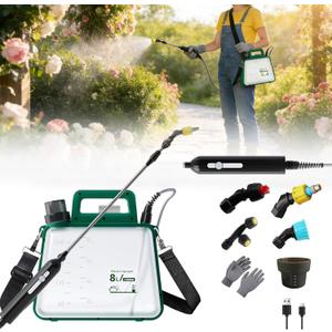 Battery Powered Garden Sprayer 2.1 Gallon,2026 New 2500mA Electric Weed Sprayer with Rechargeable Handle,4 Mist Nozzles, Adjustable Shoulder Strap & 37" Retractable Wand,Weed Sprayers for Lawn & Yard