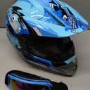 DOT Youth Dirt Bike Helmet with Goggles & Gloves for 5-14 Years Old, Kid ATV Helmets for Youth Boys Girls, Four Wheeler Helmet, Motocross BMX MX UTV Offroad Street Go Kart Dirt Bike Dinosaur (Small)