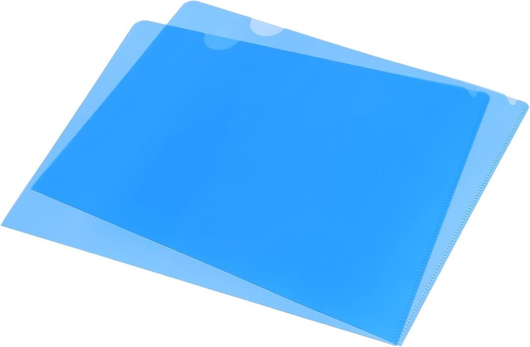 PATIKIL L Type Folders 12 Pack A4 Plastic File Project Pockets Clear Paper Document Jacket Sleeve for Office, Blue