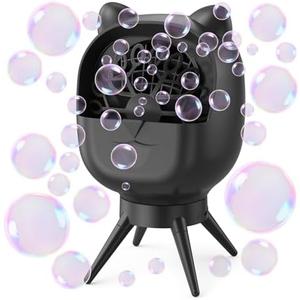 Rechargeable Bubble Machine, 180° Automatic-Rotating, 38000+ Big Bubbles/min, 500ml Large Capacity, Bubble Maker Machine for Kids, Toddlers, Outdoor, Parties, Birthday, Wedding, Black