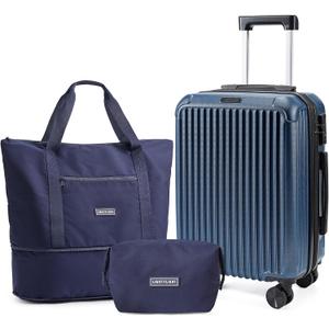 LIGHT FLIGHT 3-Piece Luggage Sets, Expandable Carry On Luggage 22x14x9 Airline Approved, Hardside Carry On Suitcases with Wheels, TSA Lock Travel Luggage Sets, Royal Blue