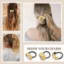 3PCS Gold Hair Ties, Metal Hair Ties for Thick Hair, Elegant Durable Geometric Design, Gold Hair Accessories Stretchy and Non-Damage Ponytail Cuff Holders, 3 Styles in Box Holiday Gifts