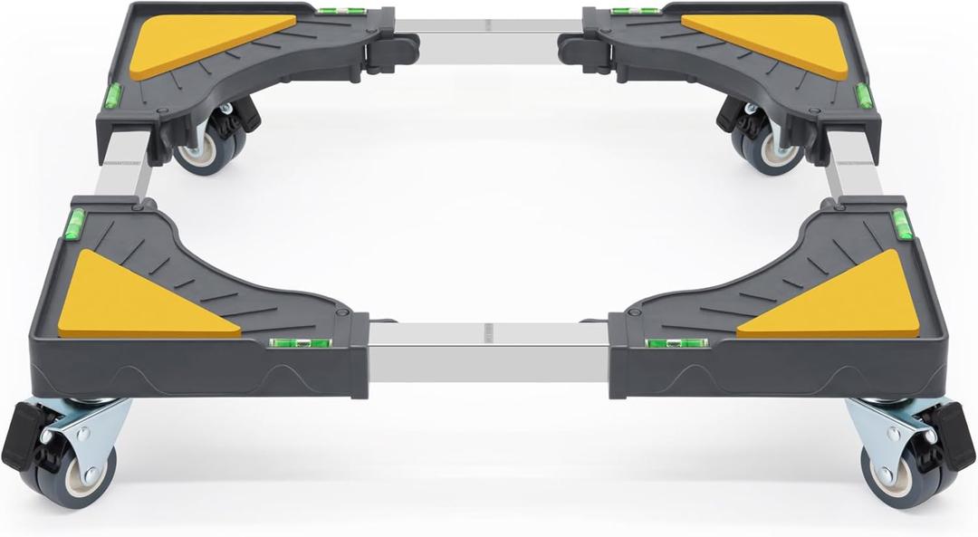 Nefish Heavy Duty Dolly for Washing Machine Adjustable Mini Fridge Stand washer Dryer Stand Mobile Roller Universal Dolly Cart with 4 Lockable Wheels Mobile Base Stand for Washer Dryer Refrigerator (Grey)