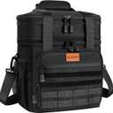 Tactical Insulated Lunch Bag Lunch Box - Expandable Large Cooler Bag for Men - Versatile Lunchbox for Adults Work Shifts Outdoor Trips Black 16L