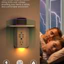 Wall Outlet Extender with Shelf and Night Light, Surge Protector, Wall Mount Charger Multi Plug Expander with 5 AC Outlets and 3 USB A Ports 1 USB C, Wide Space 3-Sided Power Strip Multi Plug Outlets