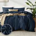 Dreamhood Duvet Cover Queen Size 90x90 and 2 Pillow Cases Soft Comfy Duvet Cover Set 3 Pieces with Button Closure Breathable Durable Bedding for All Seasons Dark Ocean Blue