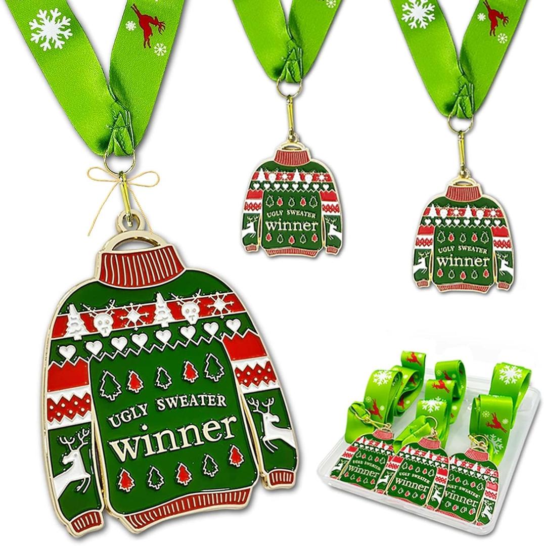 3 Pcs Christmas Sweater Medal Ugly Sweater Medal That Christmas Party Decoration Medal for Ugly Sweater Contest Winners