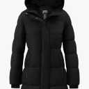 Skieer Women's Winter Coat Warm Padded Long Puffer Jacket Waterproof Hooded Snow Coat M