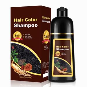 Hair Dye Shampoo 3 in 1, Gray Coverage for 3–4 Weeks, Premium Coloring Shampoo for All Hair Types, Gentle Herbal Formula Safe for Damaged Hair, Easy At-Home Use for Women & Men 500ml (Dark Red Wine)
