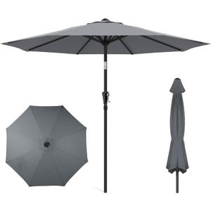 HOMSHADE Outdoor Patio Umbrella - Market Table Pool Deck Umbrella with Push Button Tilt, Crank, UPF50+ UV Protection and Sturdy Ribs, 3-Year Fade Resistance, 220GSM Solution-Dyed Fabric (No base)