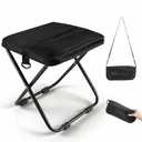 Portable folding stool with dual storage pockets and side pockets Compact adult-sized portable stool, ideal for camping, hiking, outdoor activities and events Maximum weight capacity 280 lbs (Black)