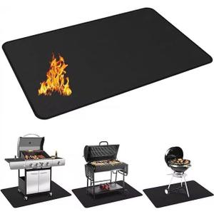 Protebox 48 x 30 inch Under Grill Mats for Outdoor Grill, Double-Sided Fireproof Deck and Patio Protector Mat, BBQ Mat for Under BBQ, Waterproof Oil-Proof Grill Floor Pads Fire Pit Mat Fireplace Mat