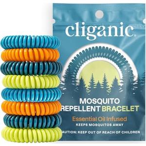 Cliganic 20 Pack Mosquito Repellent Bracelets for Adults & Kids - Natural DEET-Free Bands, Individually Wrapped