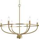 FookChak 6 Light Gold Chandelier, Brushed Gold Light Fixture Dining Table Candle Brass Chandelier Lighting for Bedroom Hallway Entryway Living Room Kitchen 29in Brushed Brass Chandeliers