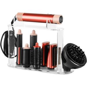 Upgraded Storage Holder for Dyson Airwrap – 7-Hole Acrylic Stand Organizer for Long Barrels & Diffuser Nozzles, Countertop Holder for Airwrap Styler Accessories for Bathroom Vanity Makeup Table