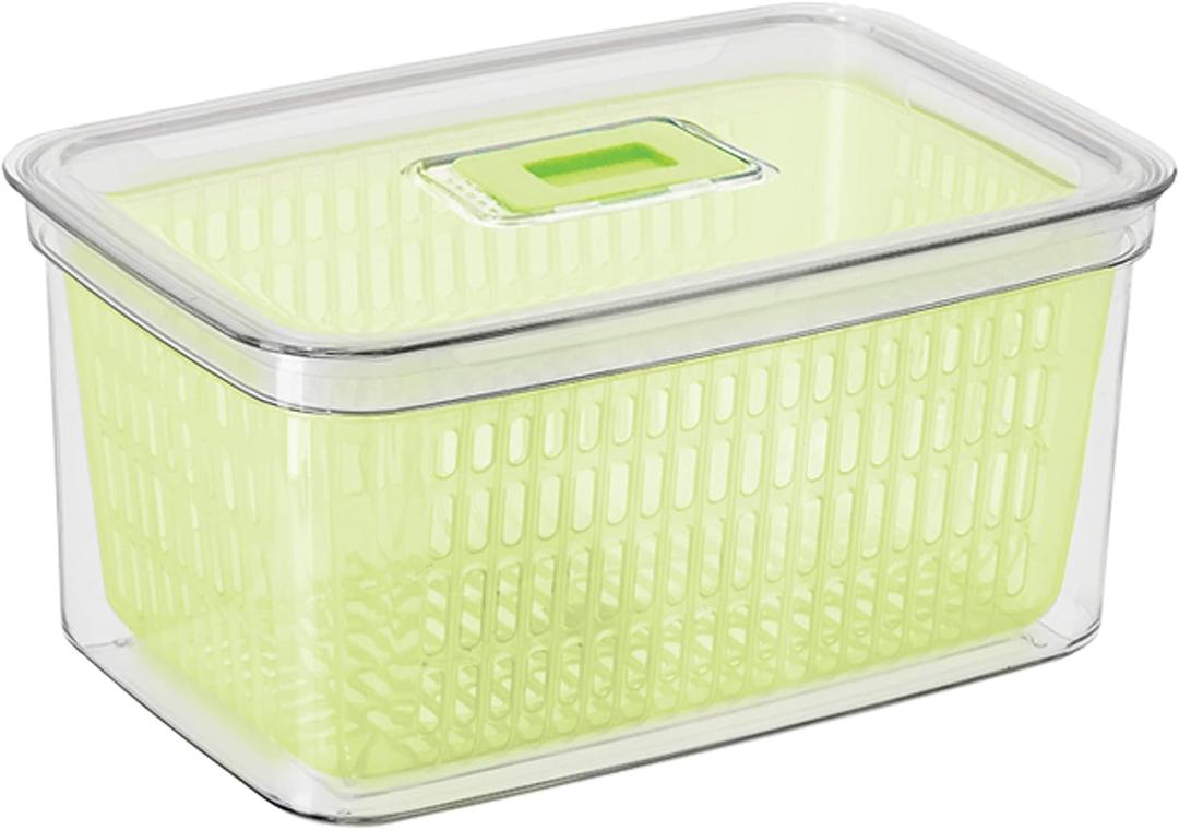 Oggi Store Fresh Veggie Bin- Kitchen Organization, Refrigerator Organizer Bins, Food Storage Containers, Vegetable Storage, Clear (Clear 12.25" x 8" x 6")