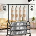 EAGMAK Rolling Clothes Rack Heavy Duty Clothing Racks with 3 Shelves, Black
