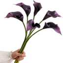 XZJMY Artificial Calla Lily Flowers, 18.9" Faux Calla Lilies Artificial Flowers Centerpiece Decor for Home Office&Home Decor (6, Purple)