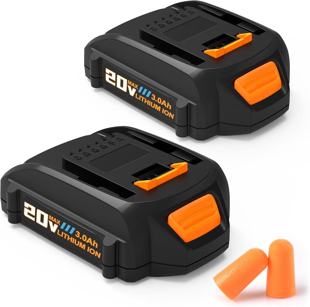 2Pack 3.0Ah Battery Replacement for 20V PowerShare Lithium Battery for WA3520 WA3525 WA3575 WG151s WG155s WG251s WG255s WG540s WG545s WG890 WG891